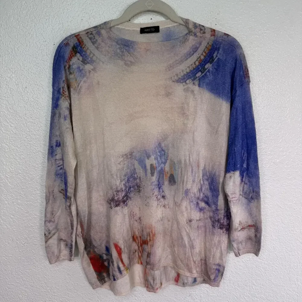 Avant Toi Sweater Womens XS Cashmere Silk Lightweight Abstract Pullover Art Knit